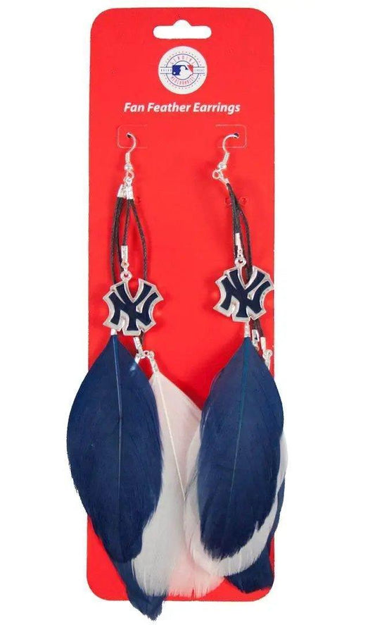  New York Yankees Team Color Feather Earrings Pewter Logo -  ToylandEU™