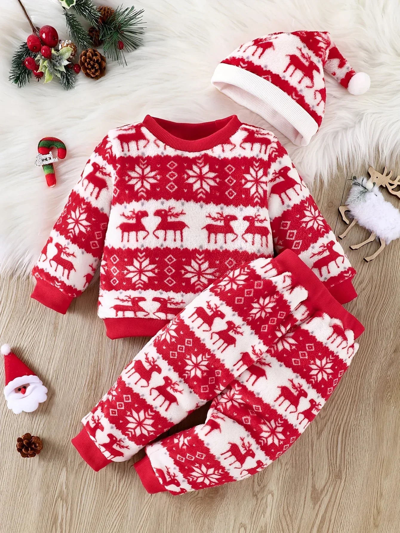 Newborn 0-12M Unisex Flannel 3 Piece Winter Set Polyester Warm - ToylandEU