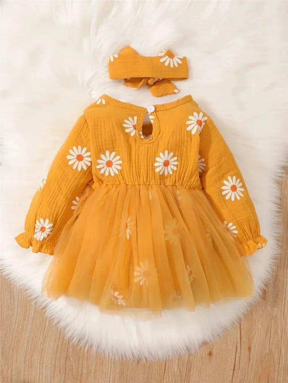  Newborn Baby Girl Dress Daisy Tulle Patchwork Soft Knit -  ToylandEU™