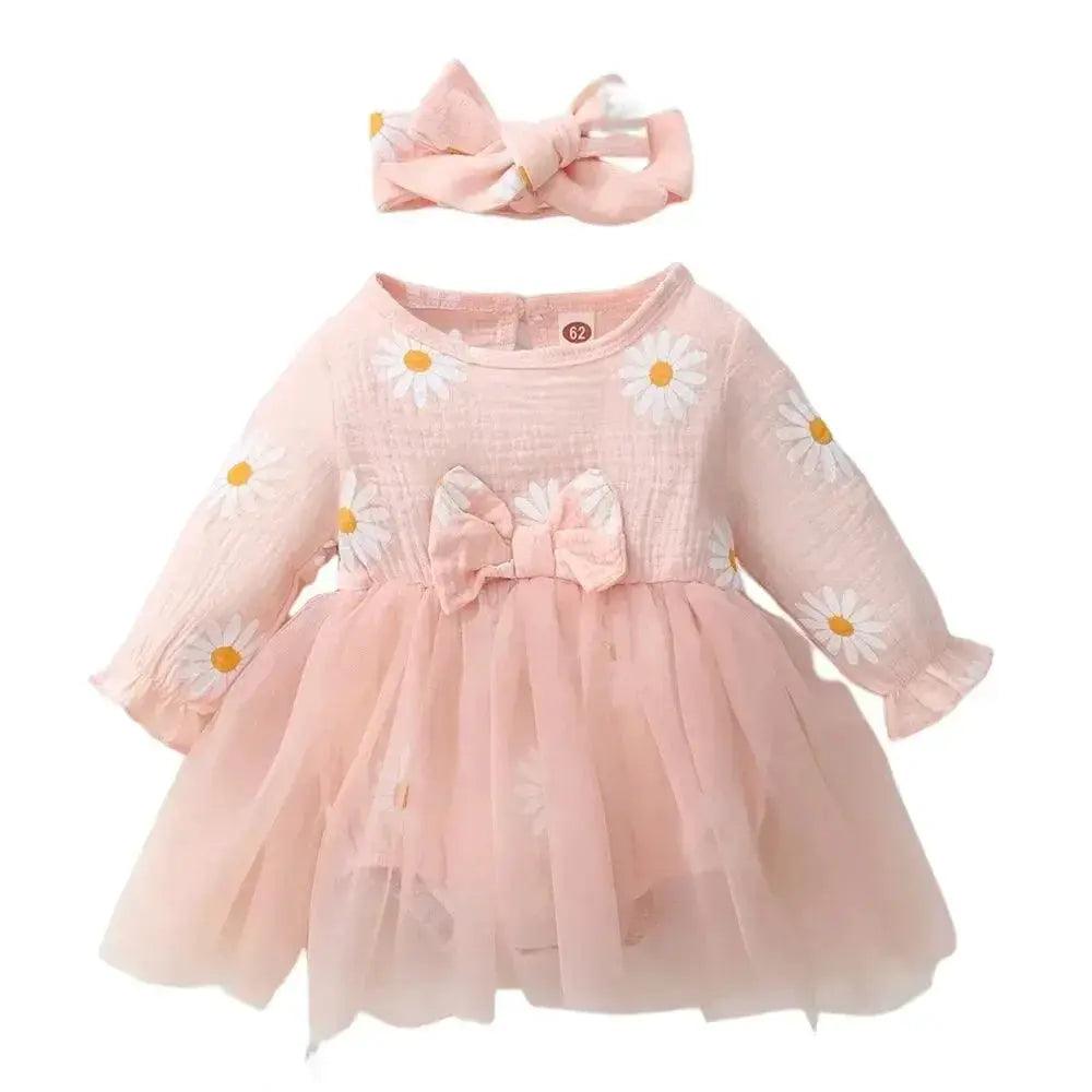  Newborn Baby Girl Dress Daisy Tulle Patchwork Soft Knit -  ToylandEU™