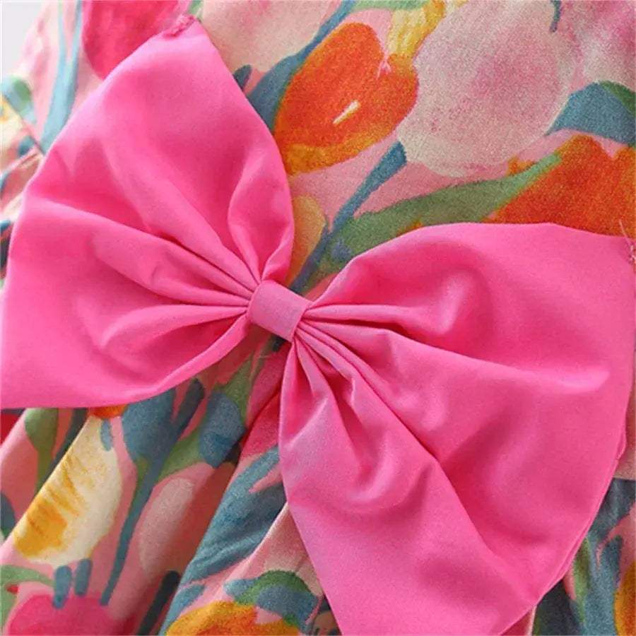 Newborn Baby Girl Dress Summer Floral Print Bow Hat - ToylandEU