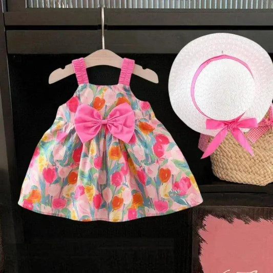  Newborn Baby Girl Dress Summer Floral Print Hat Set -  ToylandEU™