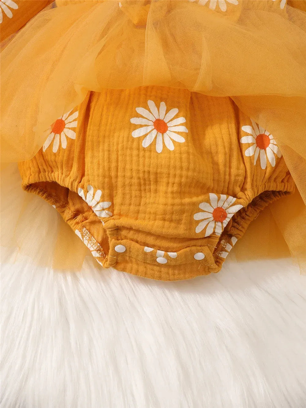 Newborn Baby Girl Dress With Daisy Tulle Patchwork - ToylandEU