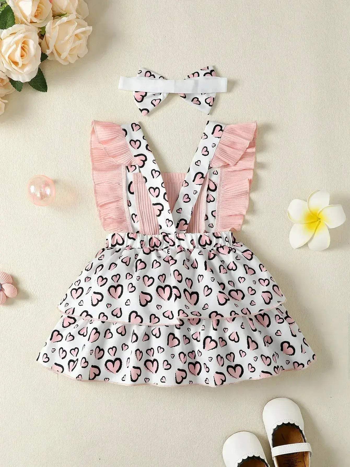 Newborn Baby Girl Dress With Flutter Sleeves Print - ToylandEU