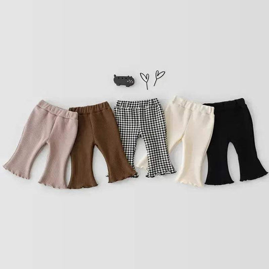  Newborn Baby Girl Plaid Bell Bottom Pants Elastic -  ToylandEU™