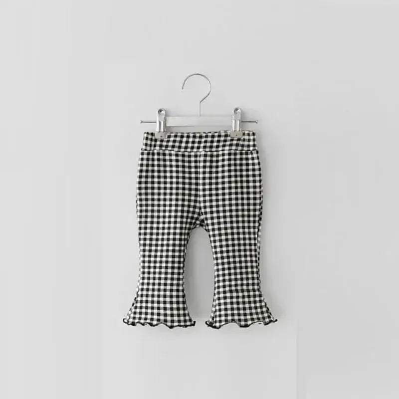 Newborn Baby Girl Plaid Bell Bottom Pants With Elastic Waist - ToylandEU
