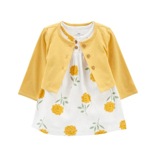 Newborn Baby Girls Floral Button Romper Set With Coat - ToylandEU