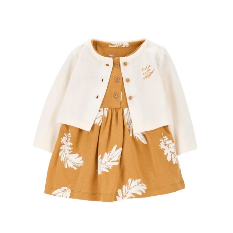 Newborn Baby Girls Floral Button Romper Set With Coat - ToylandEU