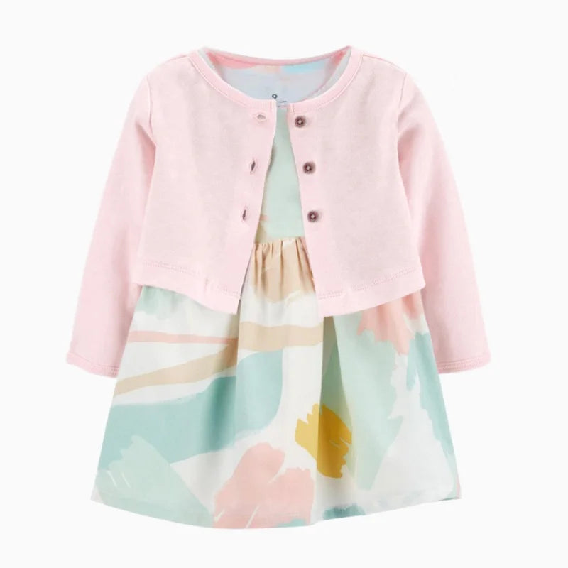 Newborn Baby Girls Floral Button Romper Set With Coat - ToylandEU