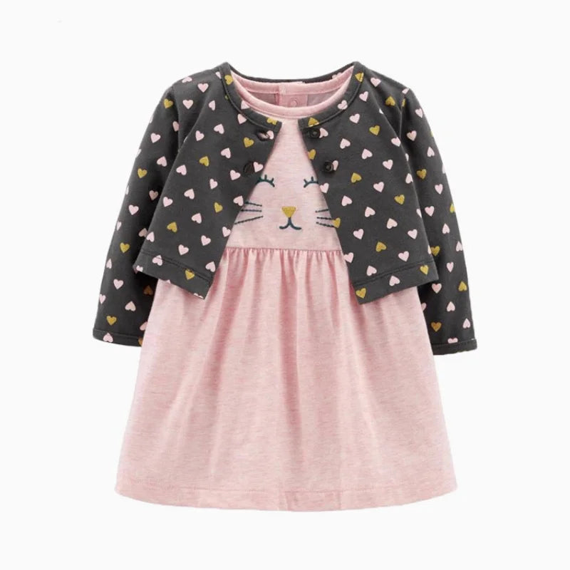 Newborn Baby Girls Floral Button Romper Set With Coat - ToylandEU