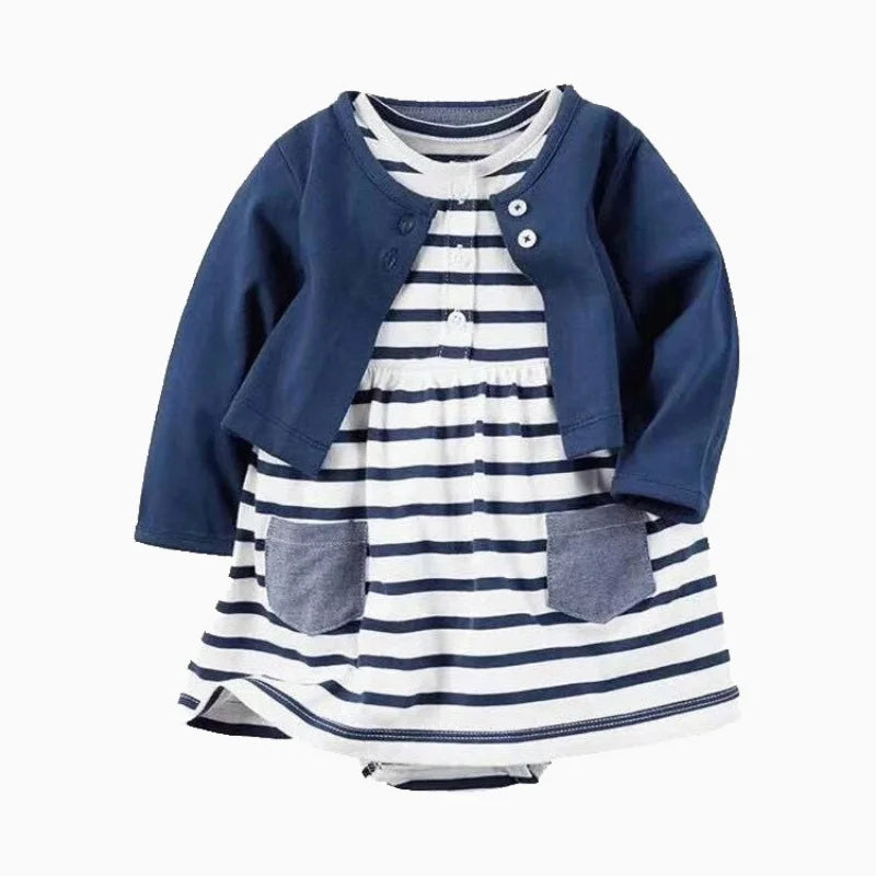 Newborn Baby Girls Floral Button Romper Set With Coat - ToylandEU