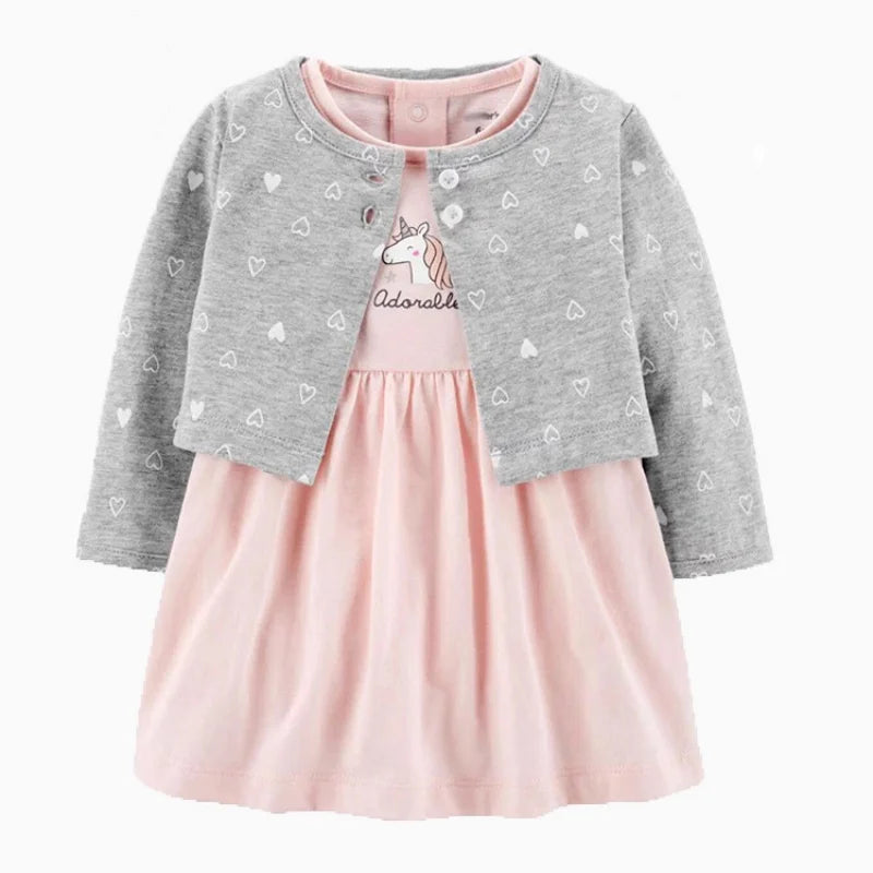 Newborn Baby Girls Floral Button Romper Set With Coat - ToylandEU