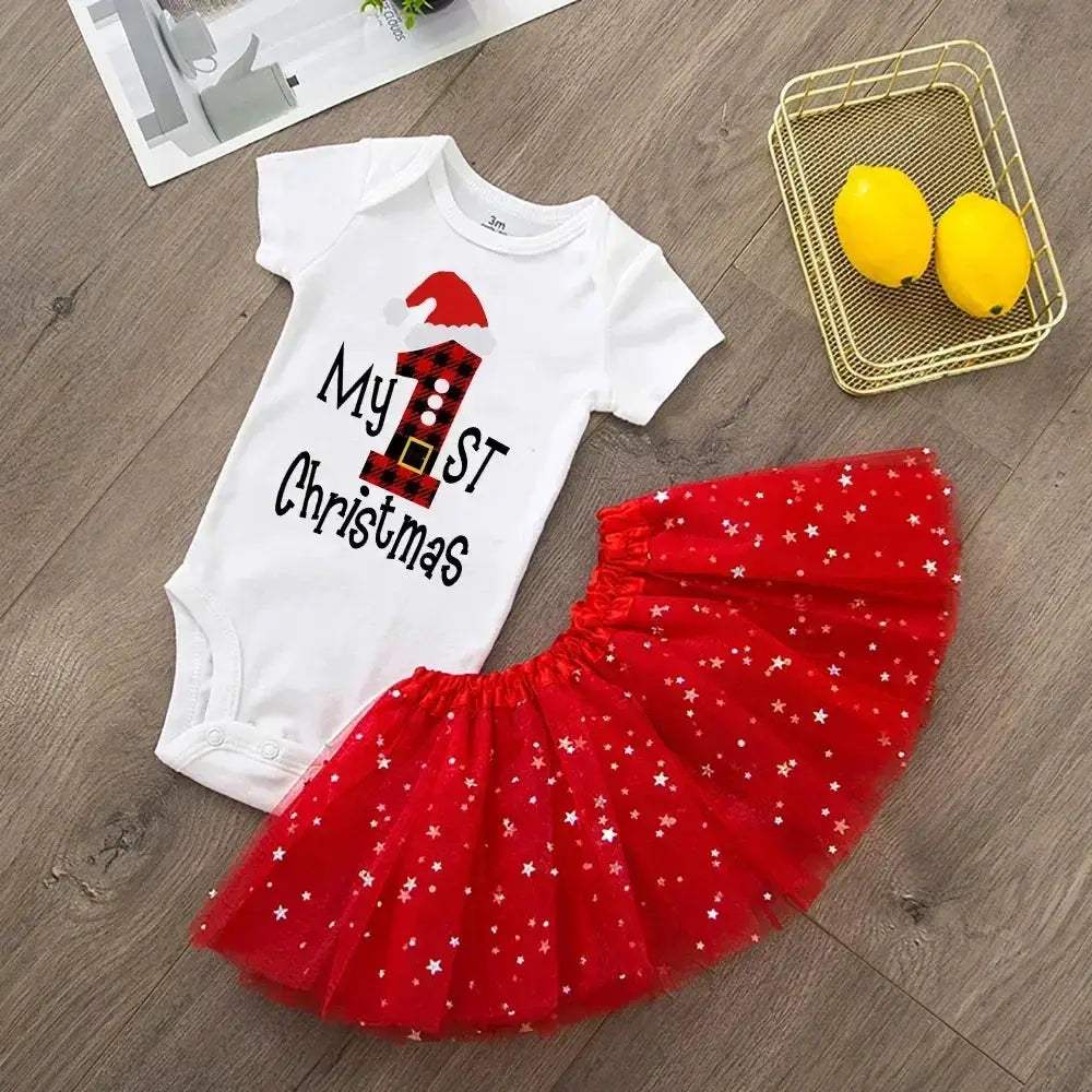 Newborn Christmas Romper For Baby Girl Red Knit Cozy - ToylandEU