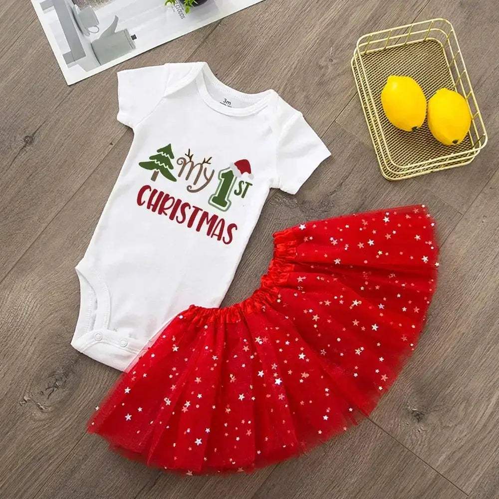 Newborn Christmas Romper For Baby Girl Red Knit Cozy - ToylandEU