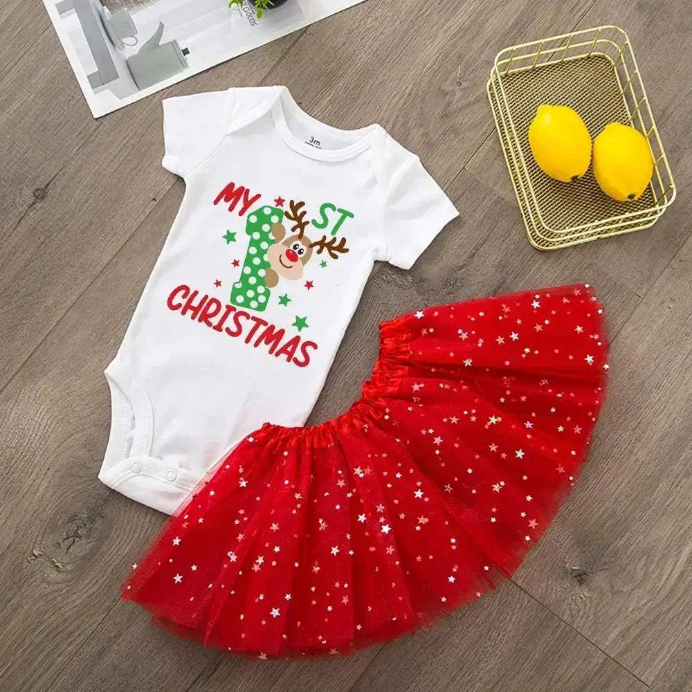 Newborn Christmas Romper For Baby Girl Red Knit Cozy - ToylandEU