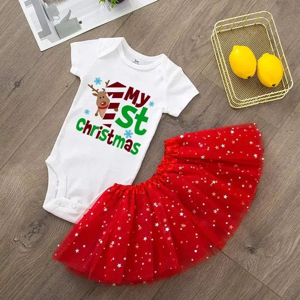 Newborn Christmas Romper For Baby Girl Red Knit Cozy - ToylandEU