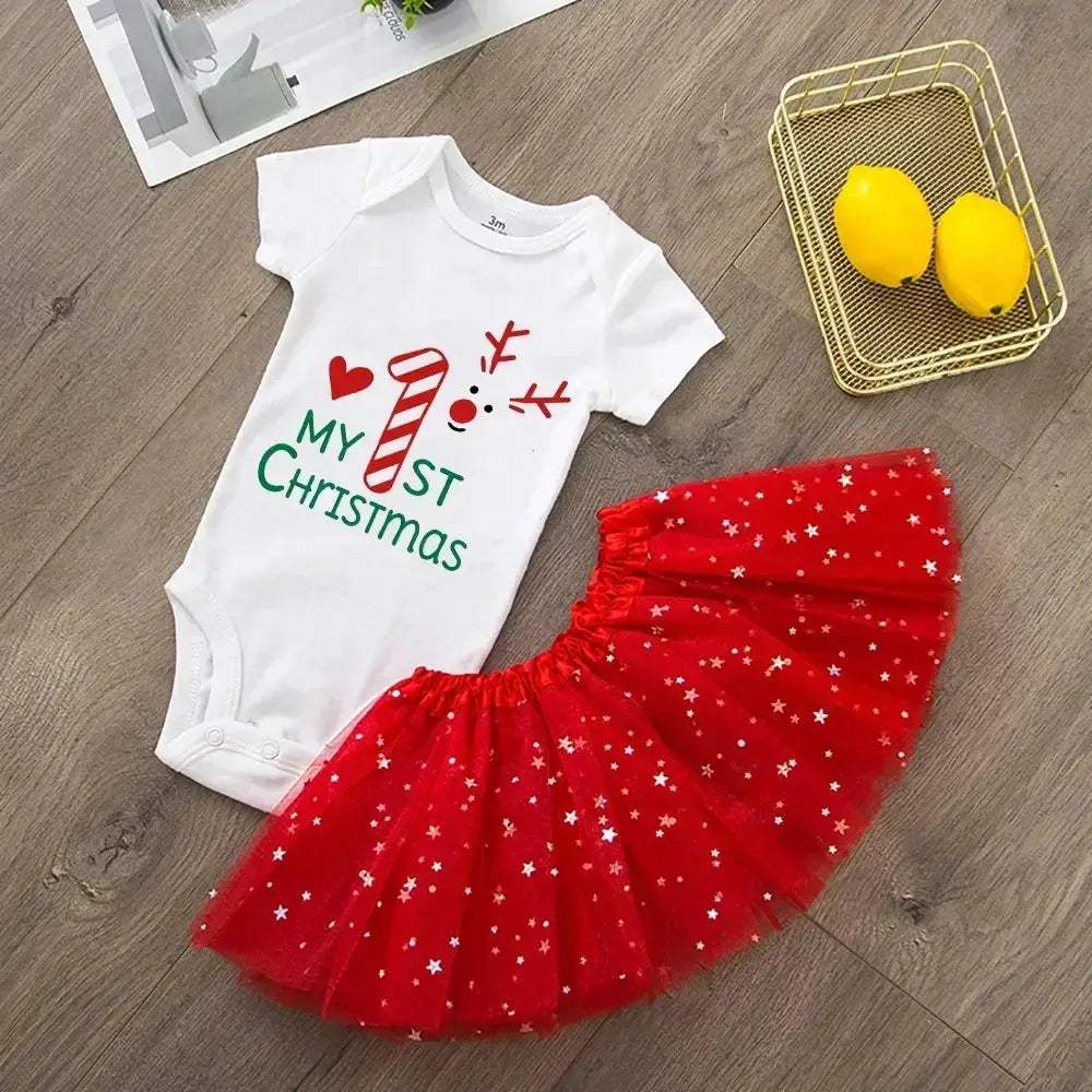 Newborn Christmas Romper For Baby Girl Red Knit Cozy - ToylandEU
