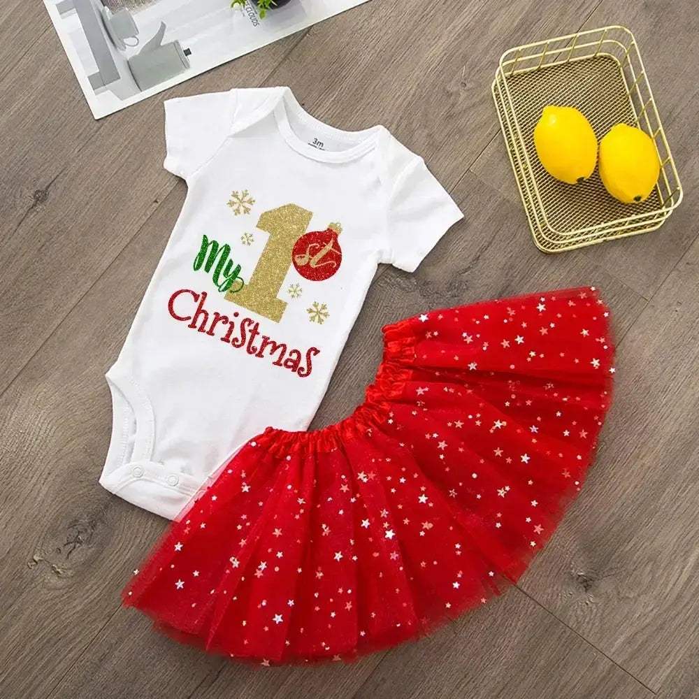 Newborn Christmas Romper For Baby Girl Red Knit Cozy - ToylandEU
