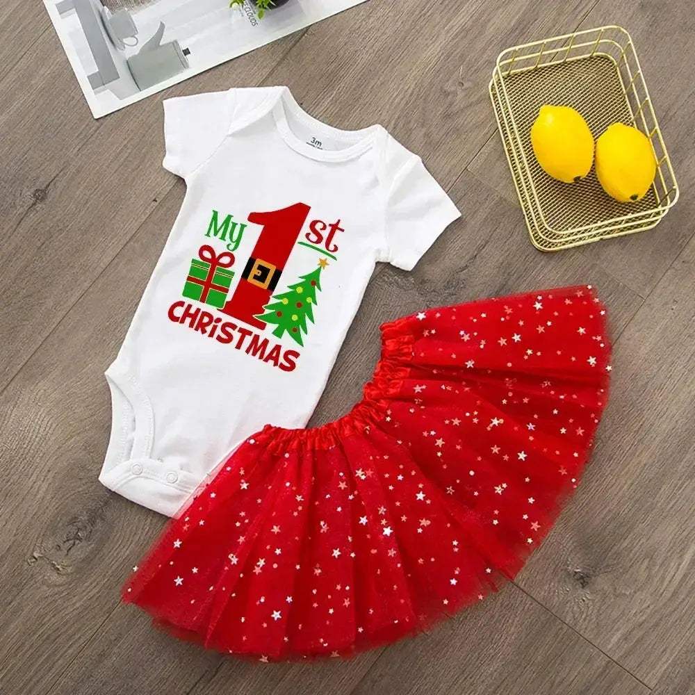 Newborn Christmas Romper For Baby Girl Red Knit Cozy - ToylandEU