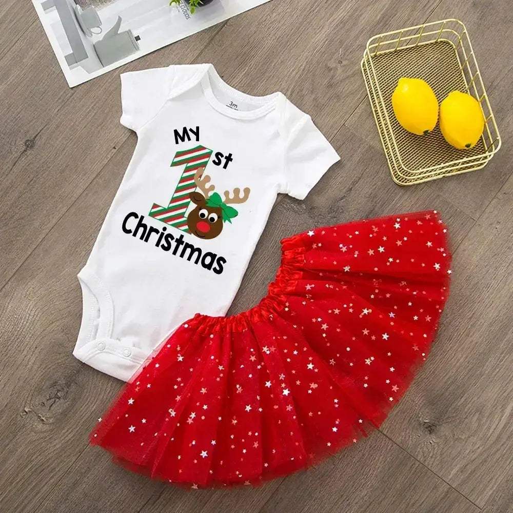 Newborn Christmas Romper For Baby Girl Red Knit Cozy - ToylandEU