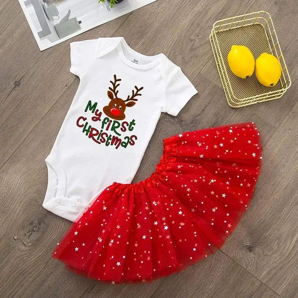 Newborn Christmas Romper For Baby Girl Red Knit Cozy - ToylandEU
