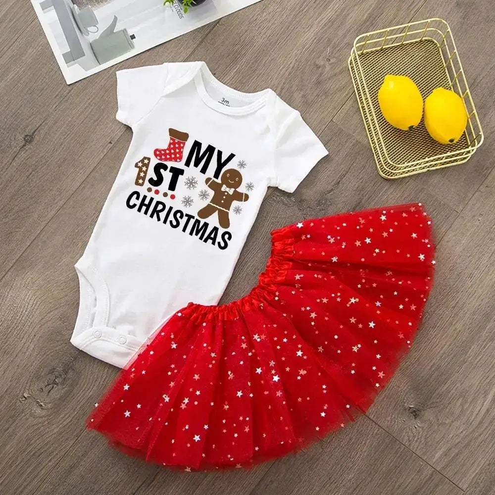Newborn Christmas Romper For Baby Girl Red Knit Cozy - ToylandEU