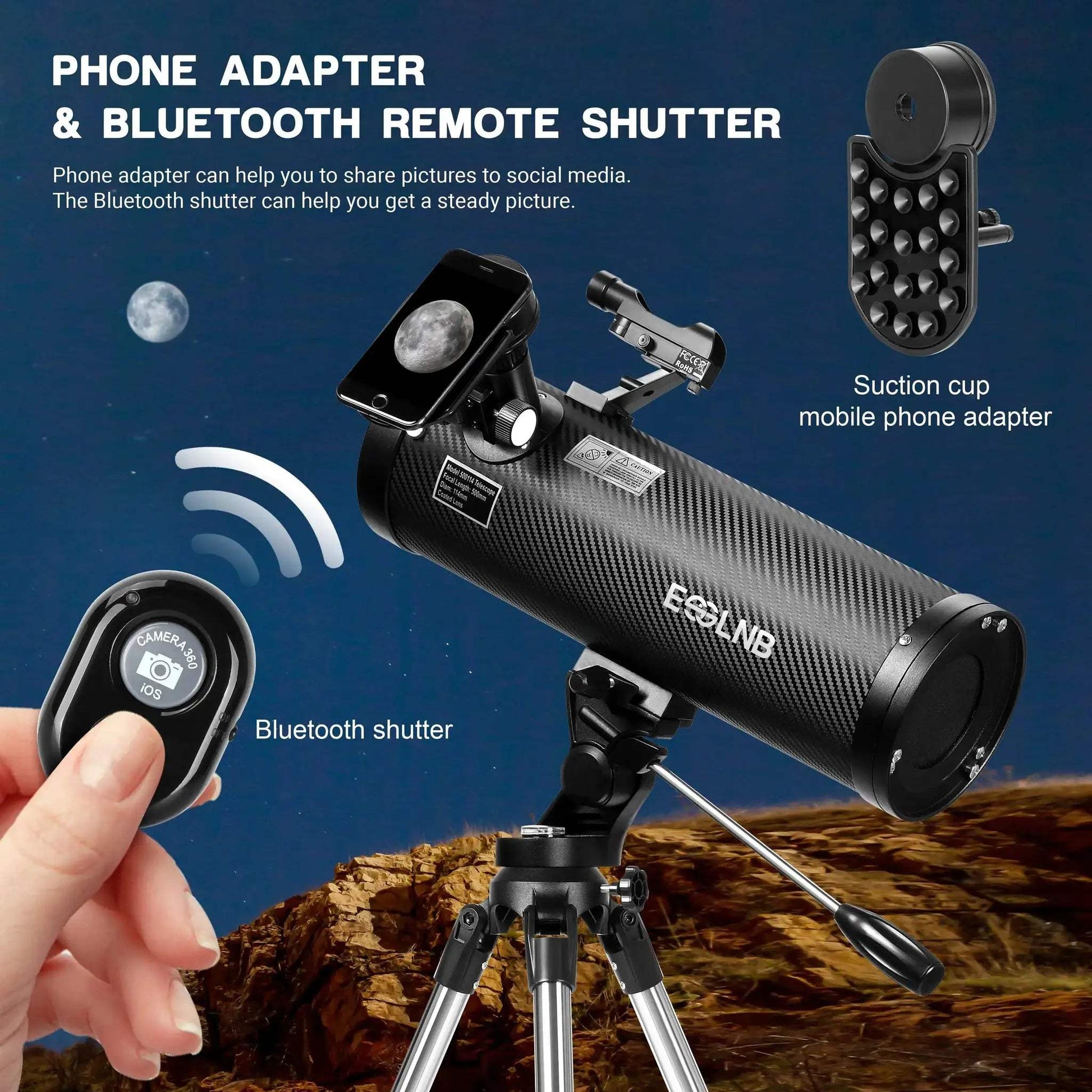 Newtonian Reflector Telescope 114mm Aperture For Moon Viewing - ToylandEU