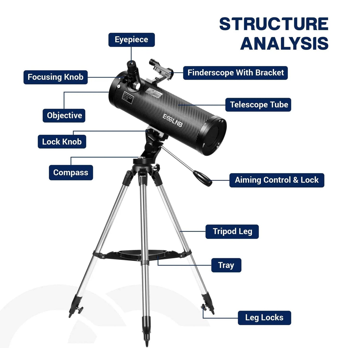 Newtonian Reflector Telescope 114mm Aperture For Moon Viewing - ToylandEU