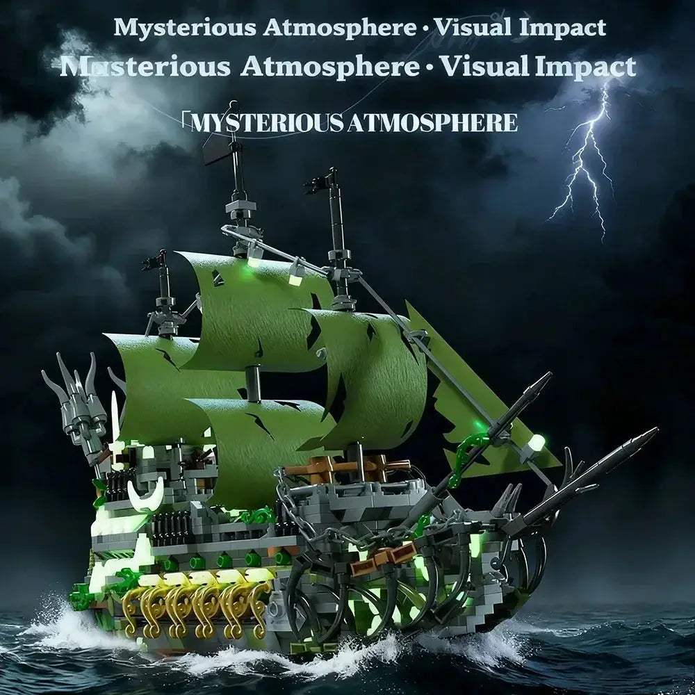 Night Light Ghost Pirate Ship Building Blocks Educational Toy - ToylandEU