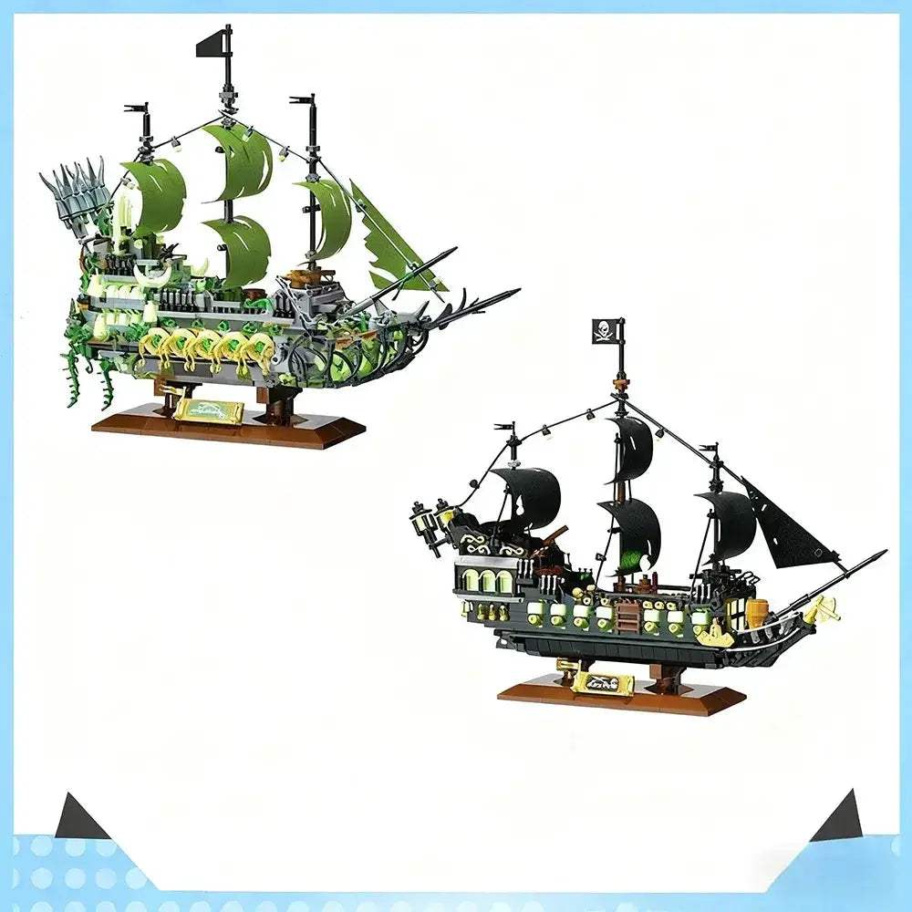 Night Light Ghost Pirate Ship Building Blocks Educational Toy - ToylandEU