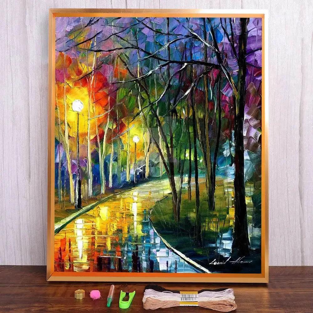  Night Rain Scenic 11CT Cross Stitch Embroidery Kit with DMC Threads for Adults -  ToylandEU™