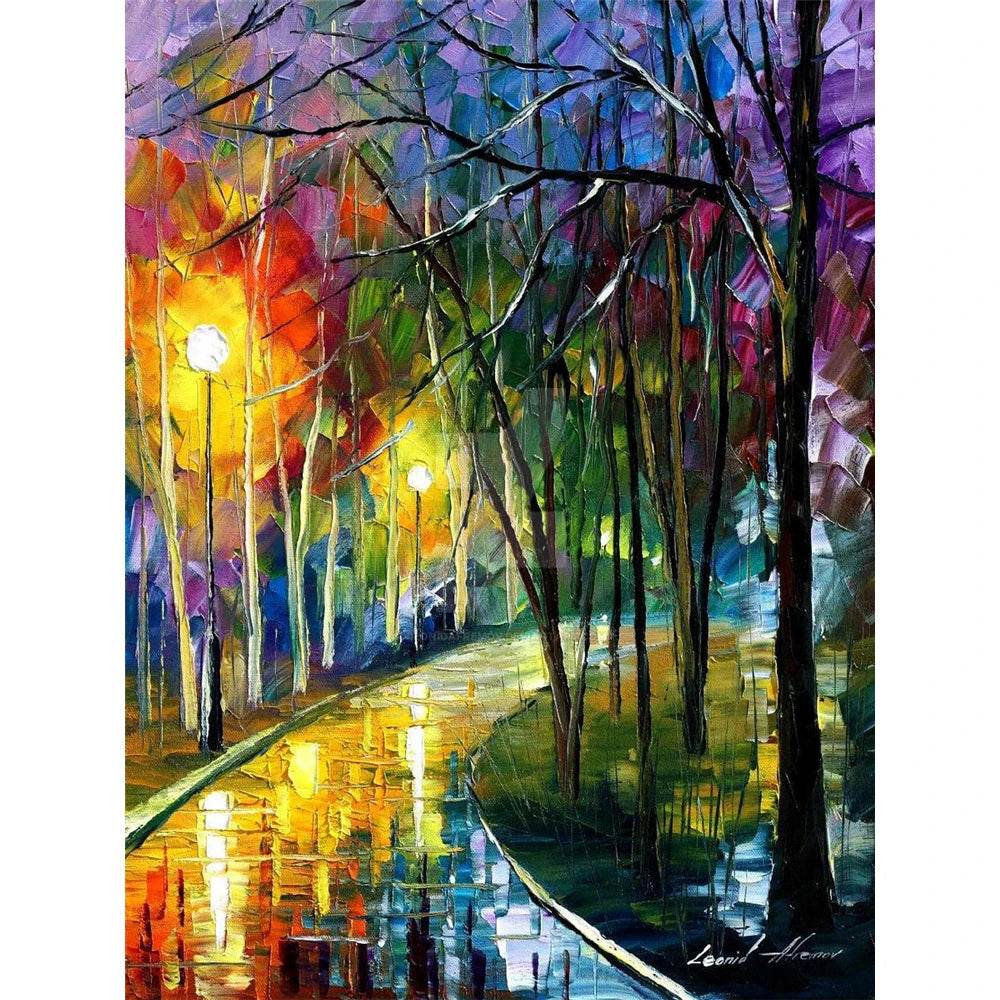 Night Rain Scenic 11CT Cross Stitch Embroidery Kit with DMC Threads for Adults - ToylandEU