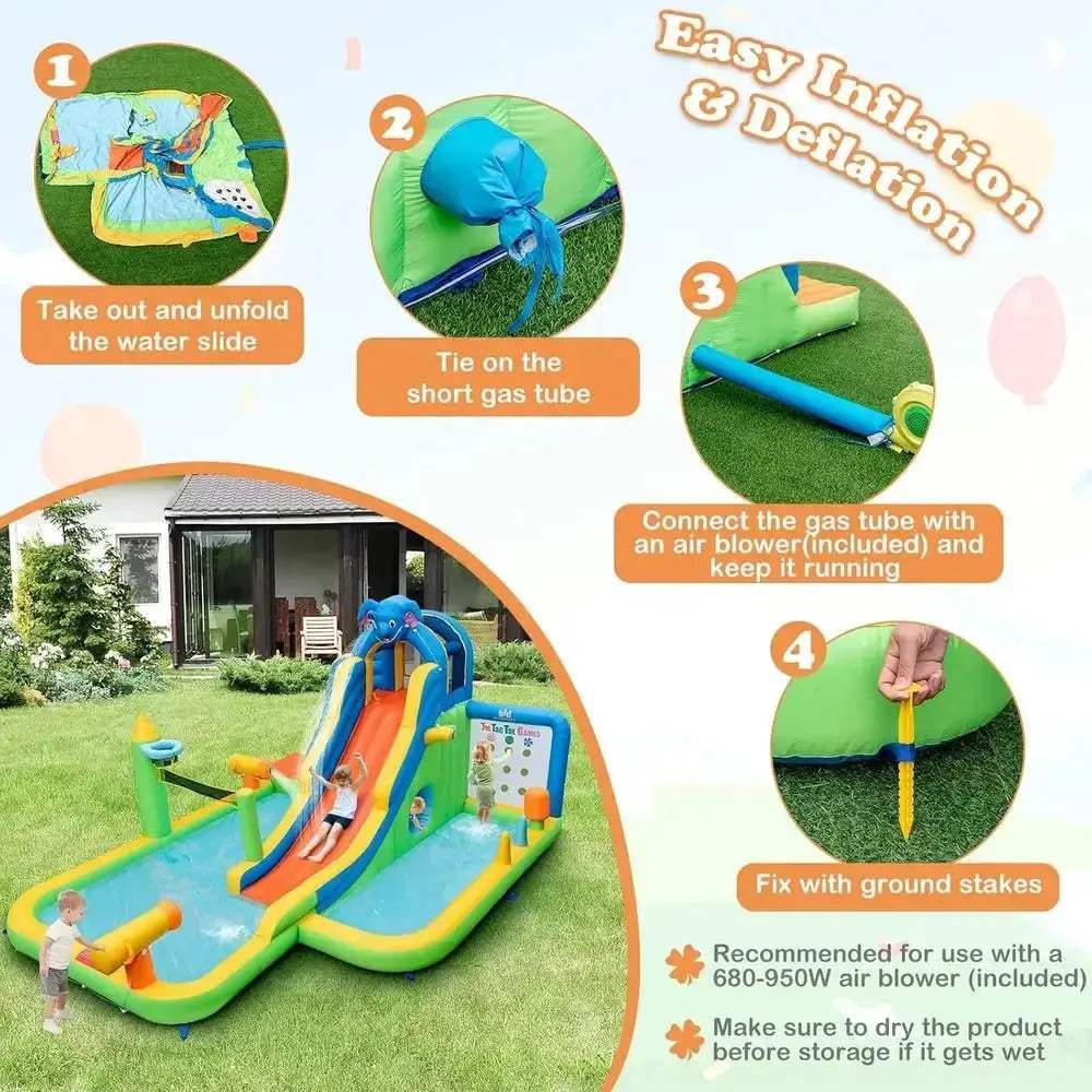 Nine In One Inflatable Water Slide Park With Splash Pools - ToylandEU