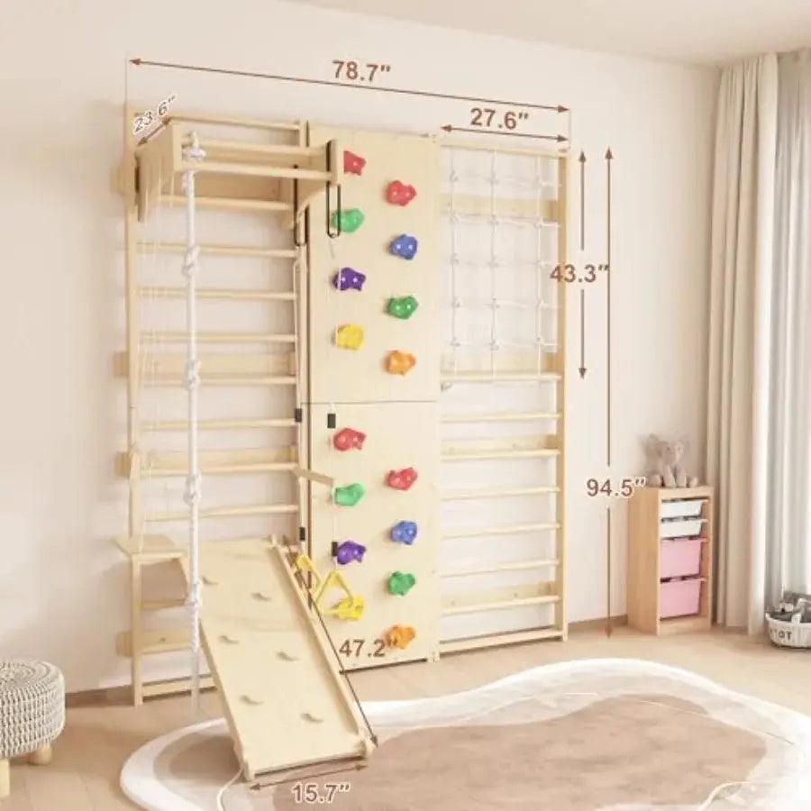  Nine-In-One Wooden Wall-Mounted Climbing Set Indoors -  ToylandEU™