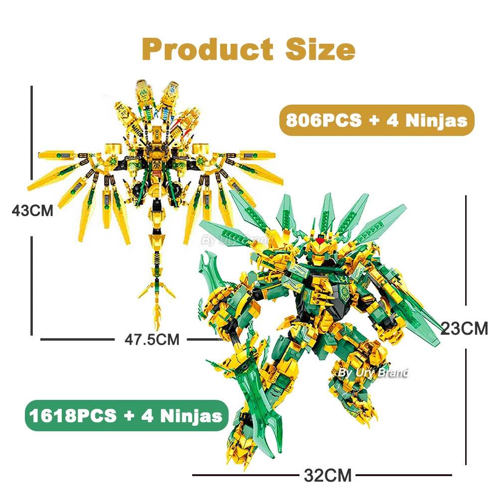 Ninja Golden Warrior Mech Set: Adaptable Robots & Flying Dragons - ToylandEU