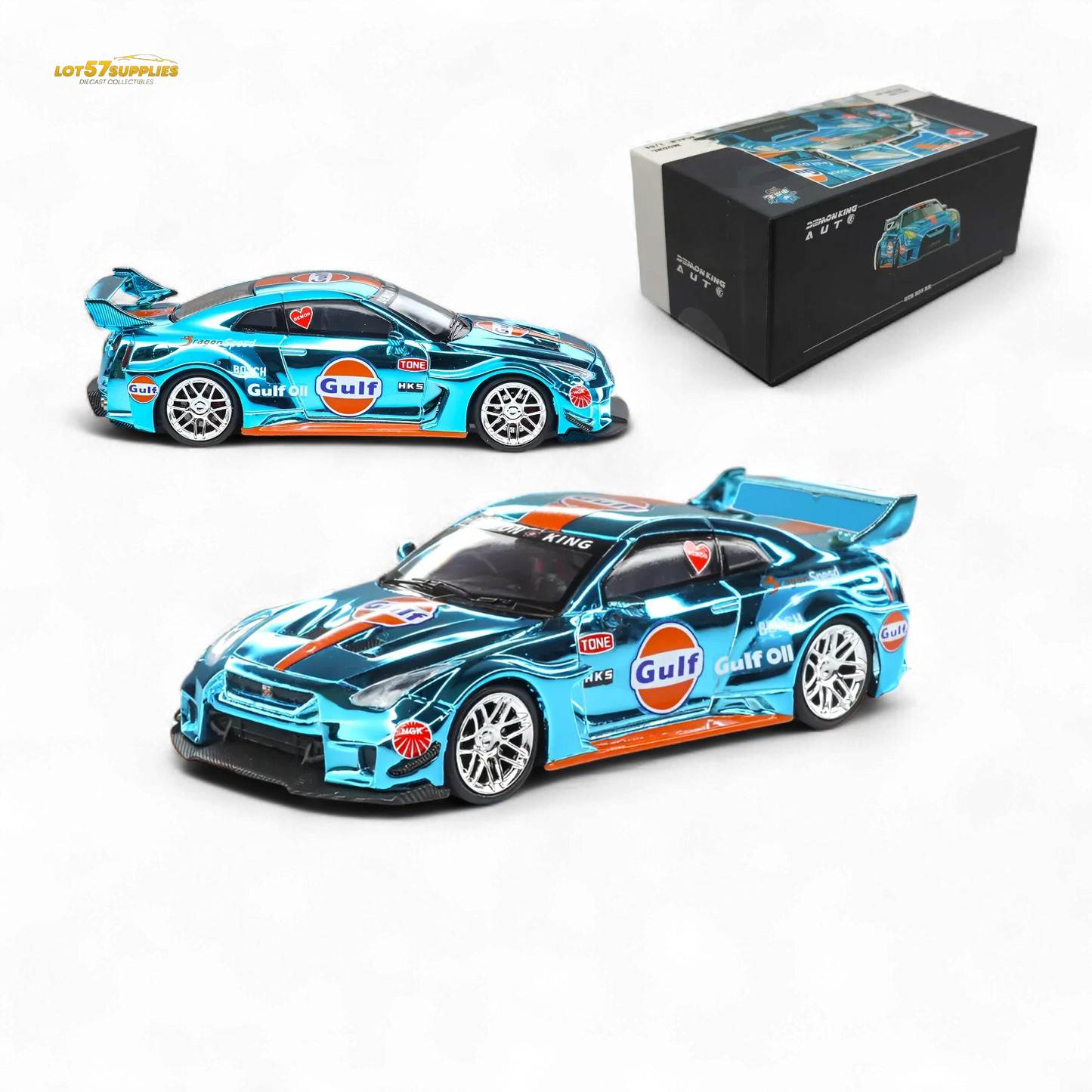 Nissan GT-R R35 Liberty Walk Chrome Gulf Diecast Edition - ToylandEU