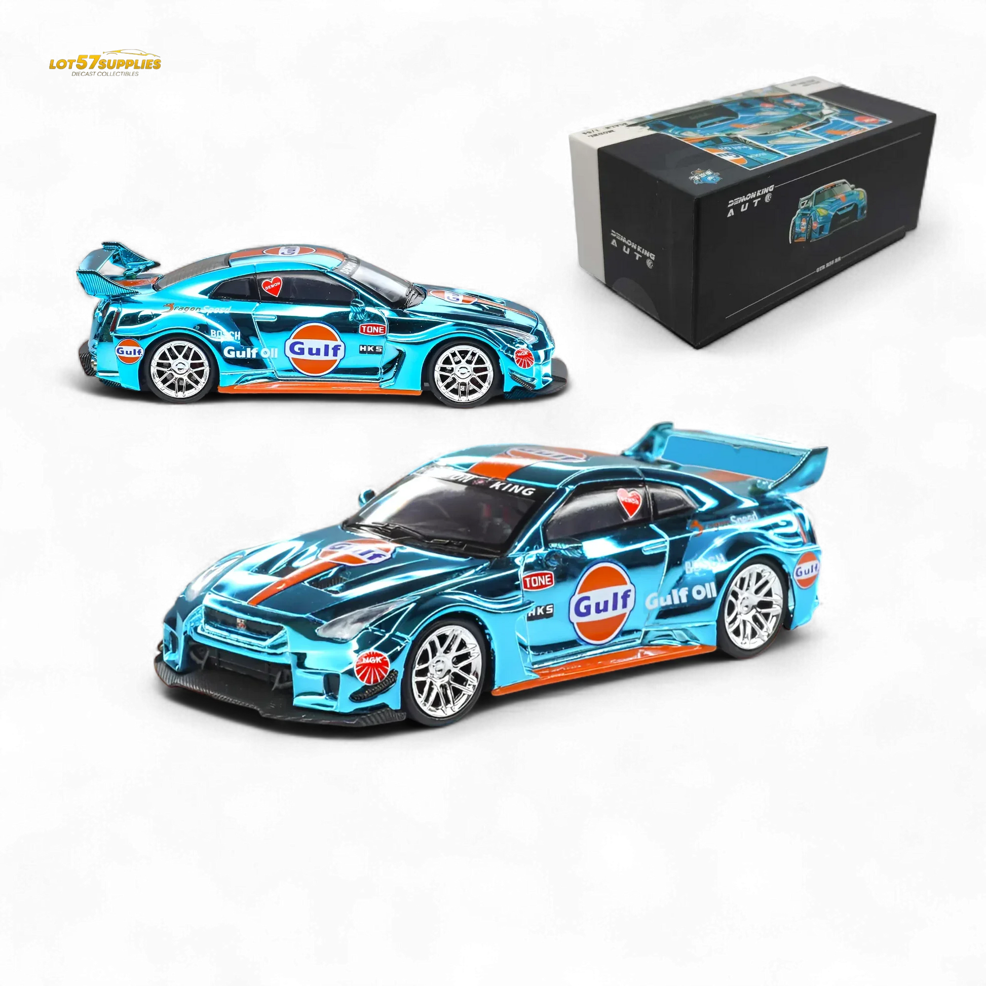 Nissan GT-R R35 Liberty Walk Chrome Gulf Diecast Edition - ToylandEU