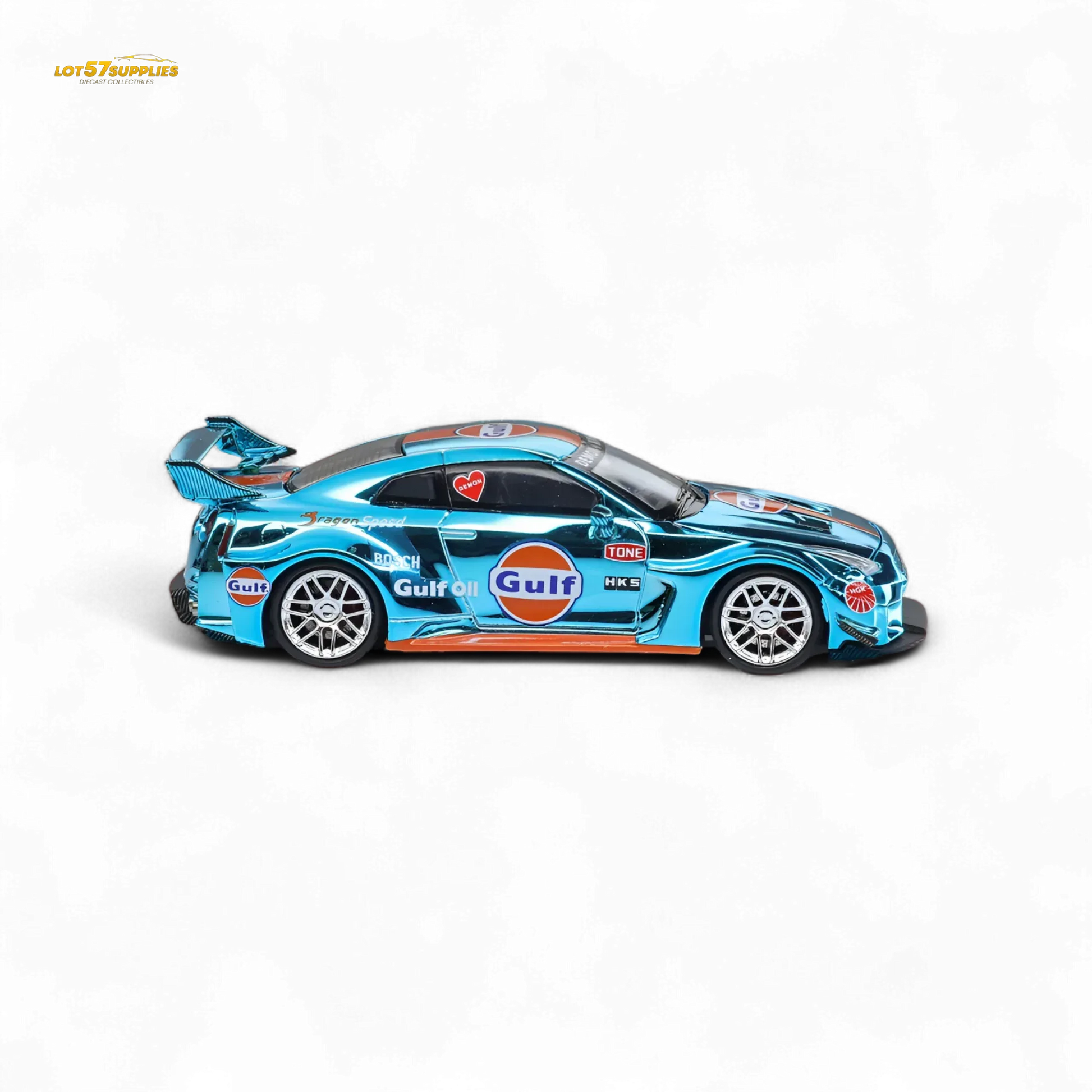 Nissan GT-R R35 Liberty Walk Chrome Gulf Diecast Edition - ToylandEU