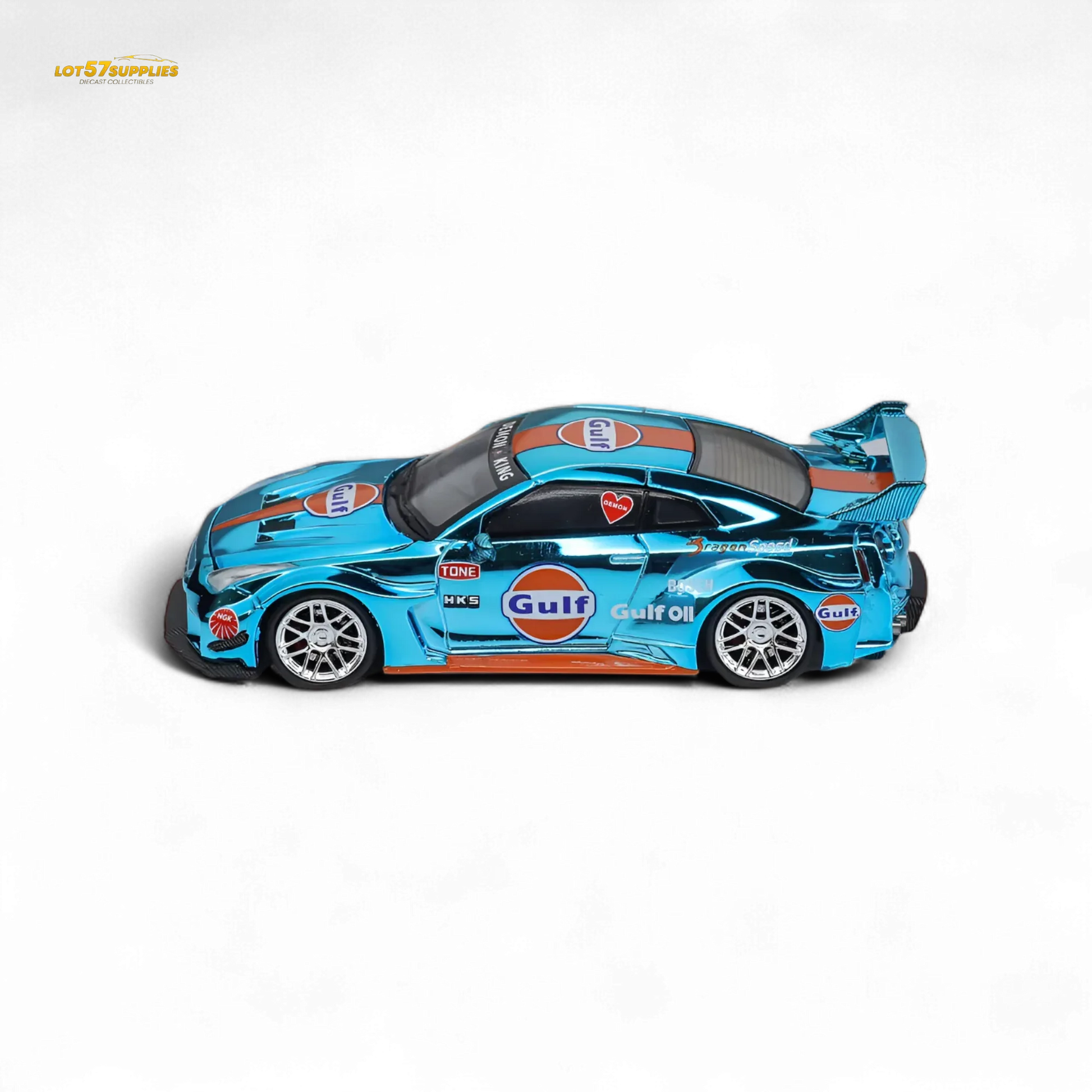 Nissan GT-R R35 Liberty Walk Chrome Gulf Diecast Edition - ToylandEU