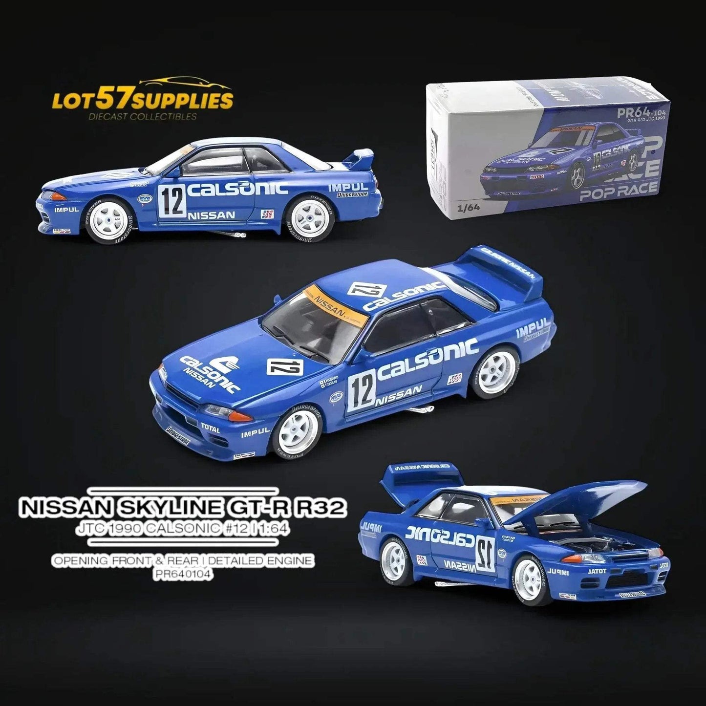 Nissan Skyline GTR R32 Diecast Model 64 Scale Openable Hood - ToylandEU