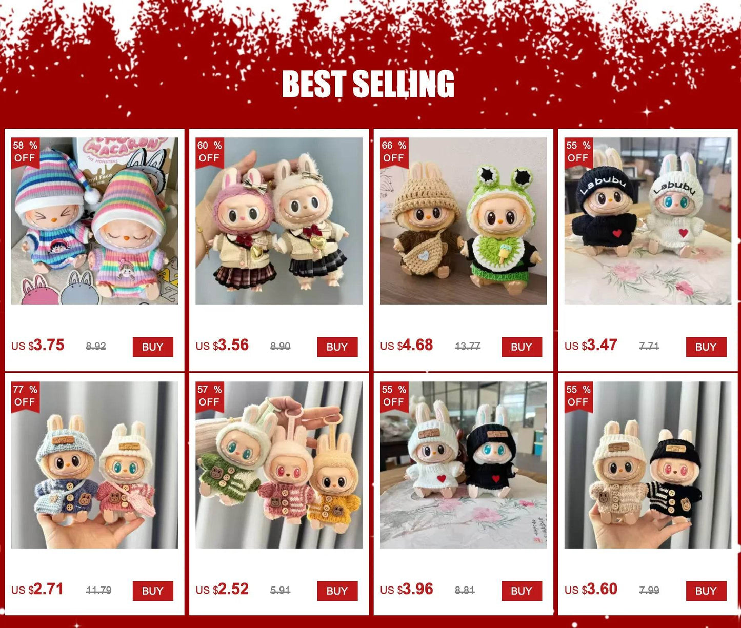 No Shoes for 17 cm Labubu Clothes Pendant Bear Outfit Accessories - ToylandEU