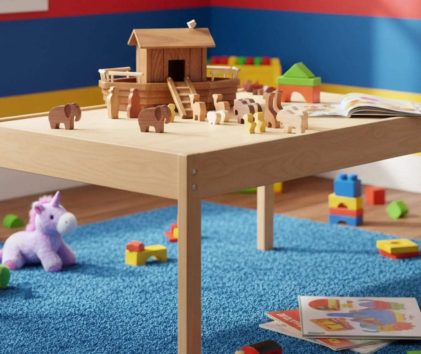 Noah's Ark Wooden Playset with 13 Animals, Removable Roof and Ramp - ToylandEU