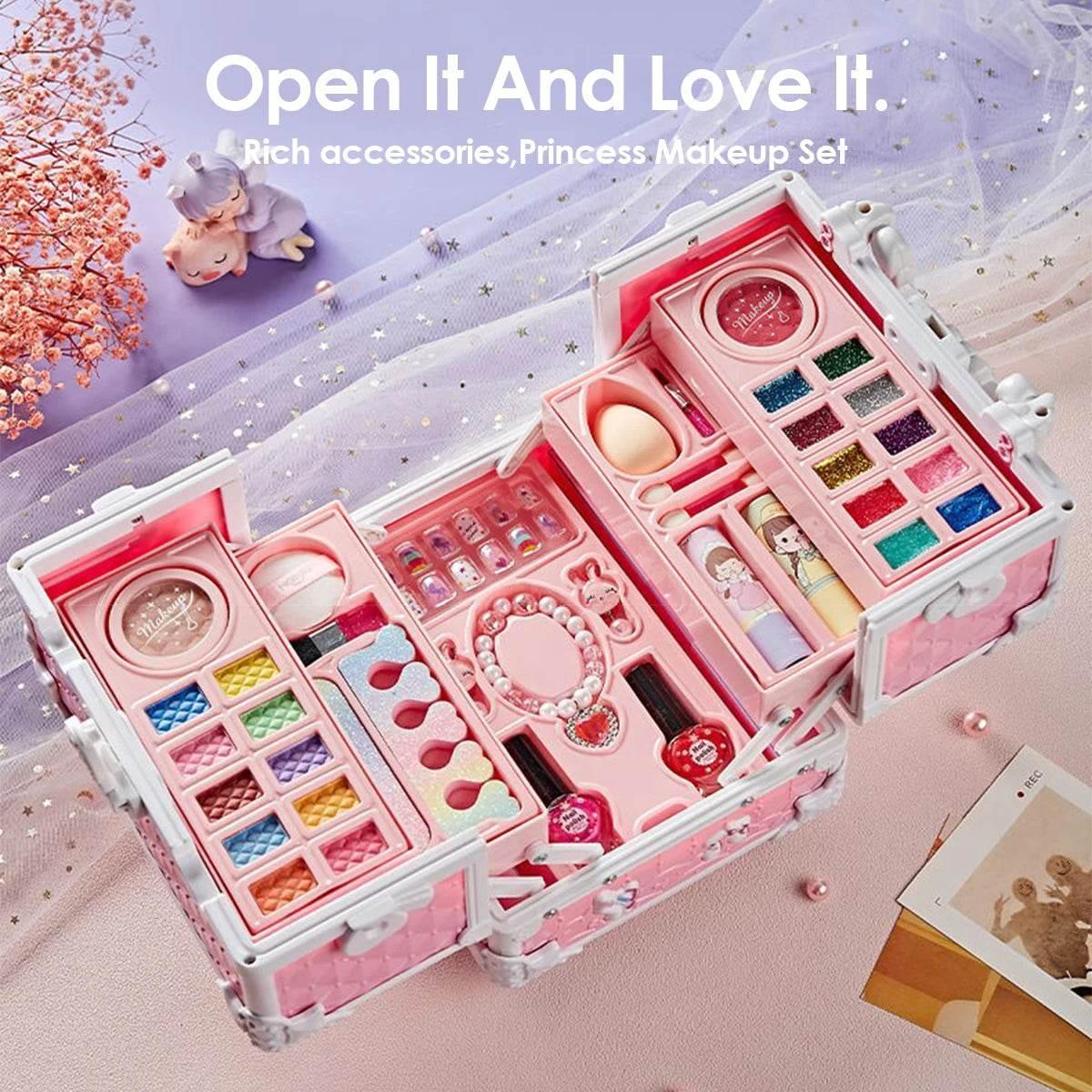Non-Toxic Kids Makeup Kit for Girls with Washable Pretend Play Cosmetics and Mirror Ideal for Birthday Gifts - ToylandEU