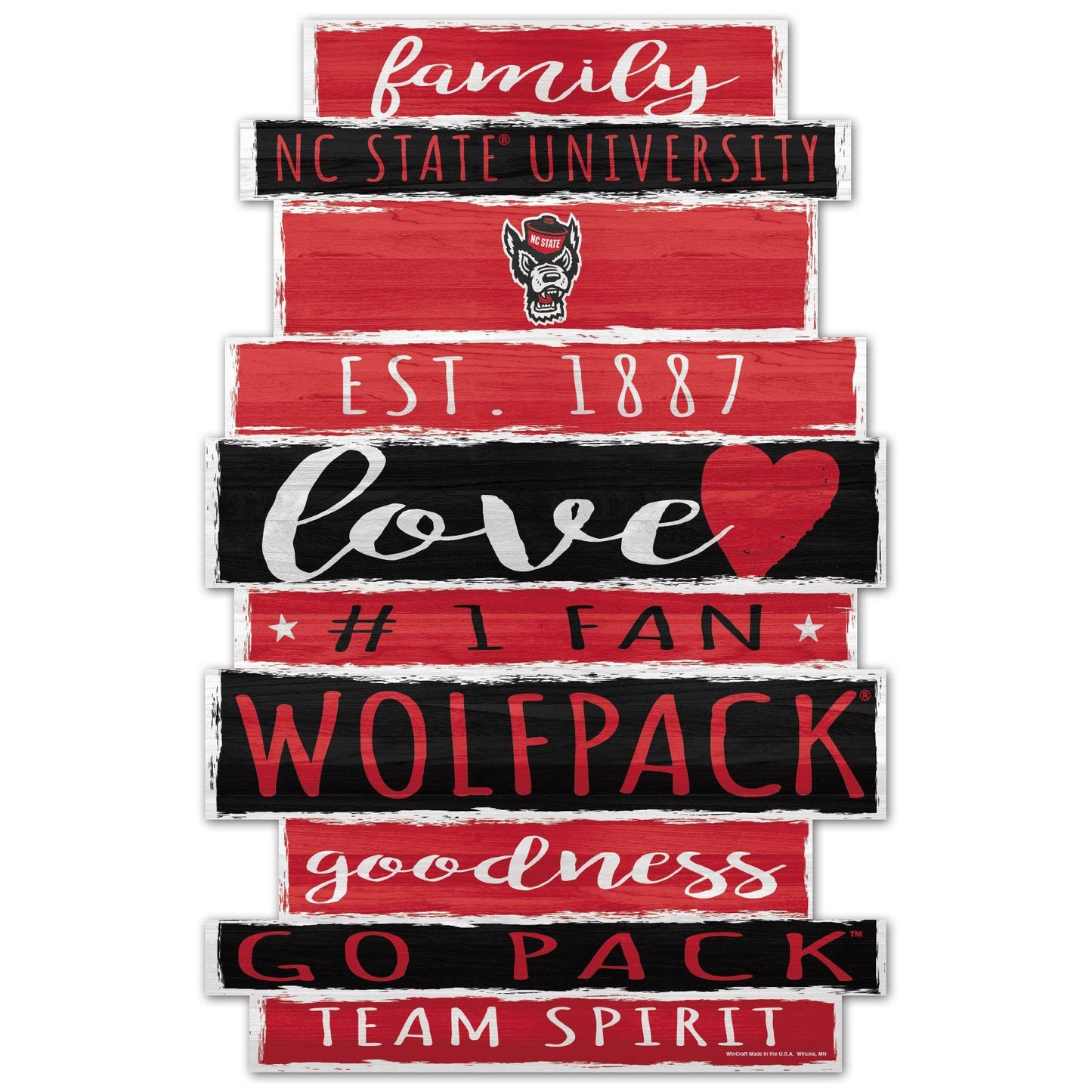 North Carolina State Wolfpack 11x17 Wood Sign Team Colors - ToylandEU