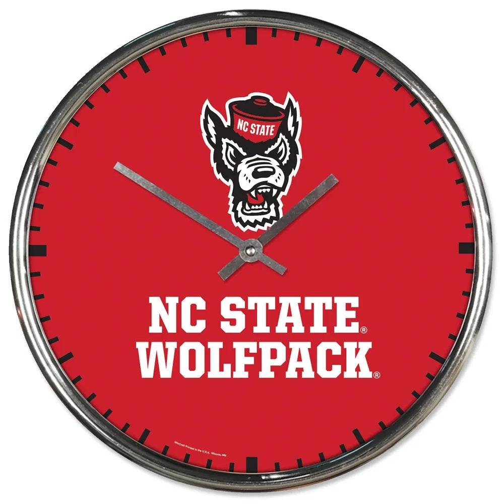 North Carolina State Wolfpack Chrome Round Wall Clock - ToylandEU