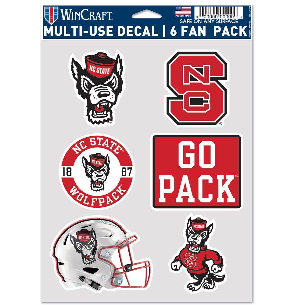North Carolina State Wolfpack Multi Use Decals 6 Pack Fan - ToylandEU