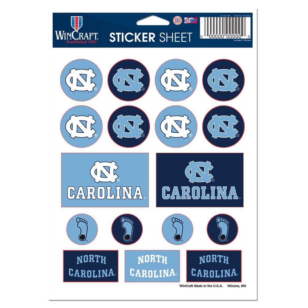 North Carolina Tar Heels Decal Sheet 5x7 Vinyl Sticker - ToylandEU