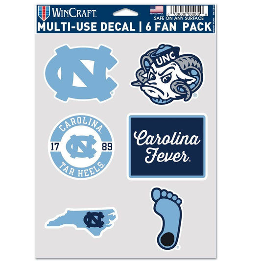 North Carolina Tar Heels Decals Pack Multi Use Fan 6 Pack - ToylandEU