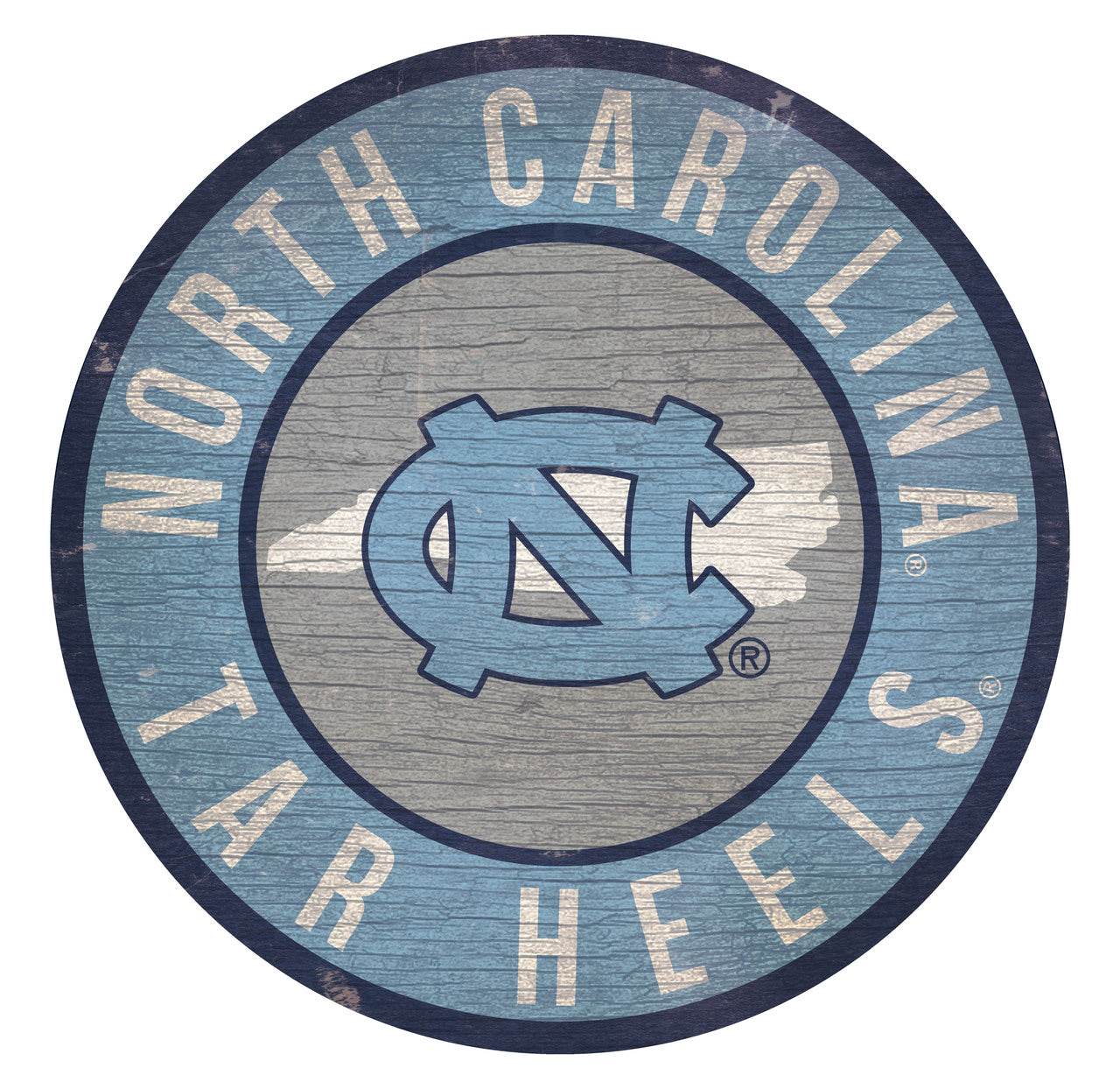 North Carolina Tar Heels Round Wood Sign 12 Inch State - ToylandEU