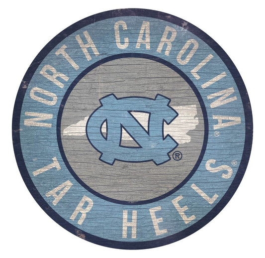 North Carolina Tar Heels Round Wood Sign 12 Inch State - ToylandEU